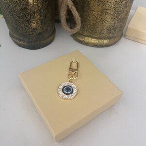 White Evil Eye Keychain- New
